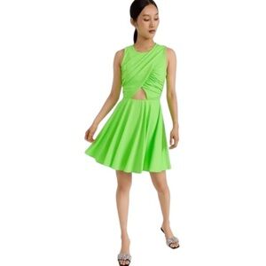 Black Halo Cutout Ruched Lime Green Dress Size 14
